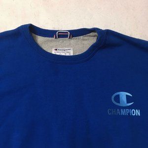 Champion Men's 2XL Vintage Blue Sweatshirt Spell Out graphic Logo Crew Neck